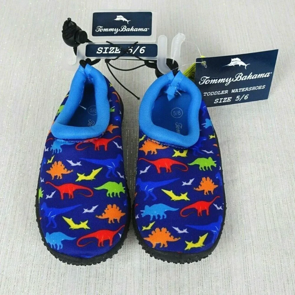 💰3/$25 Tommy Bahama Water Shoes Swim Dinosaur Print 5/6 Kids